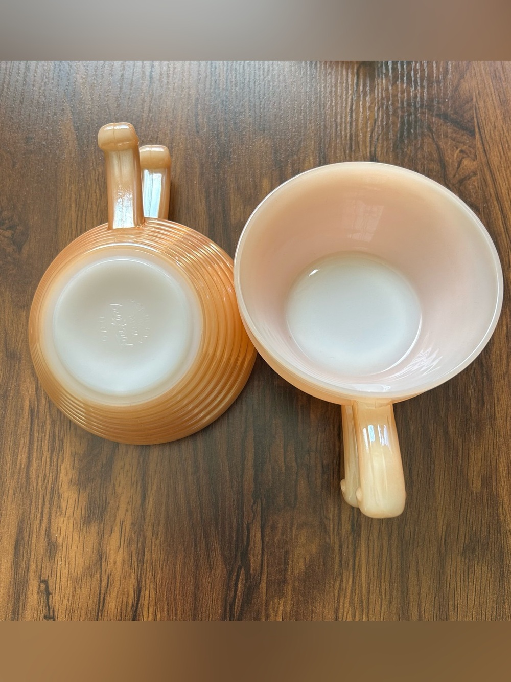 Vintage Fire King Peach Opalescent Luster Bowls - Set of 2